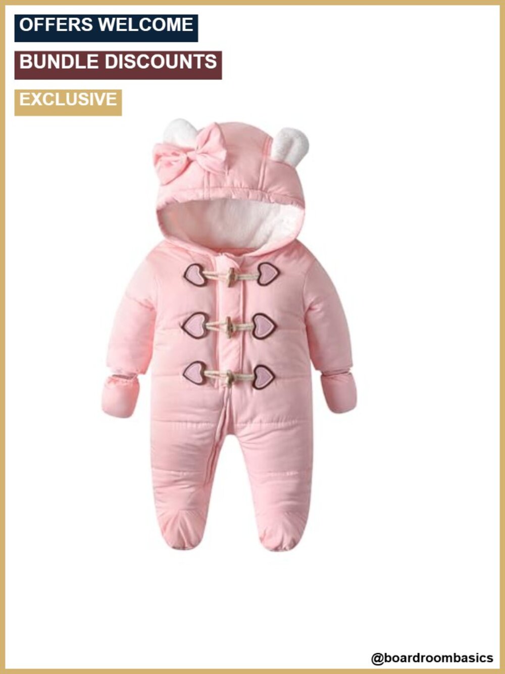 Unisex Baby Footed Winter Snowsuit Hooded Snow Wear